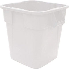 Rubbermaid - 40 Gal White Square Trash Can - Polyethylene, 730mm High x 596.9mm Long x 596.9mm Wide - Exact Industrial Supply