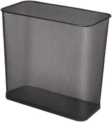 Rubbermaid - 7-1/2 Gal Black Rectangle Decorative Waste Receptacle With Top - Steel, 14" High x 16" Wide - Exact Industrial Supply