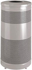 Rubbermaid - 25 Gal Silver Round Decorative Waste Receptacle With Top - Steel, 902mm High - Exact Industrial Supply