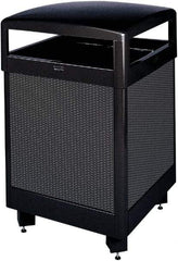 Rubbermaid - 48 Gal Black Square Decorative Waste Receptacle With Top - Steel, 40" High x 660.4mm Long x 26" Wide - Exact Industrial Supply