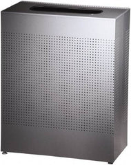 Rubbermaid - 22-1/2 Gal Silver Rectangle Decorative Waste Receptacle With Top - Steel, 30" High x 24" Long x 24" Wide - Exact Industrial Supply