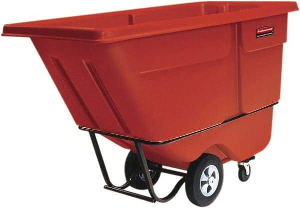 Rubbermaid - 1,250 Lb Load Capacity, 1 Cu Yd, Polyethylene Tilt Truck - 33-1/2" Wide x 72-1/4" Long, Red - Exact Industrial Supply