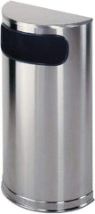 Rubbermaid - 9 Gal Silver Half-Round Decorative Waste Receptacle With Top - Steel, 32" High x 18" Wide - Exact Industrial Supply