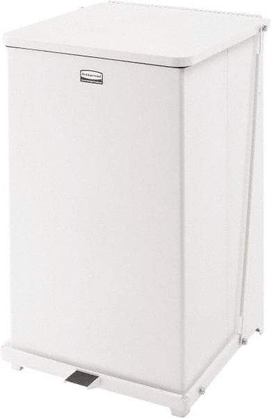 Rubbermaid - 40 Gal Square Unlabeled Trash Can - 30" High x 19" Long x 19" Wide, White, Steel - Exact Industrial Supply