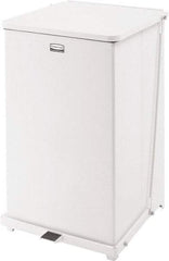 Rubbermaid - 40 Gal Square Unlabeled Trash Can - 30" High x 19" Long x 19" Wide, White, Steel - Exact Industrial Supply