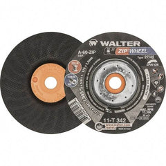 WALTER Surface Technologies - 60 Grit, 4-1/2" Wheel Diam, 3/64" Wheel Thickness, Type 27 Depressed Center Wheel - Resinoid Bond, 13,300 Max RPM - Exact Industrial Supply