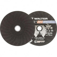 WALTER Surface Technologies - 7" 46 Grit Aluminum Oxide Cutoff Wheel - 5/64" Thick, 7/8" Arbor, 8,600 Max RPM, Use with Angle Grinders - Exact Industrial Supply