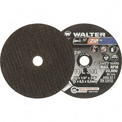 WALTER Surface Technologies - 3" 24 Grit Aluminum Oxide Cutoff Wheel - 1/4" Thick, 3/8" Arbor, 25,470 Max RPM, Use with Die Grinders - Exact Industrial Supply