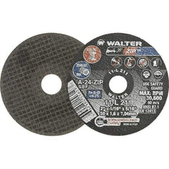 WALTER Surface Technologies - 2" 24 Grit Aluminum Oxide Cutoff Wheel - 1/16" Thick, 5/16" Arbor, 31,000 Max RPM, Use with Die Grinders - Exact Industrial Supply