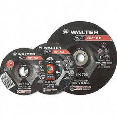 WALTER Surface Technologies - 16 Grit, 9" Wheel Diam, 1/4" Wheel Thickness, Type 28 Depressed Center Wheel - Aluminum Oxide, Resinoid Bond, 6,600 Max RPM - Exact Industrial Supply