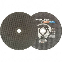 WALTER Surface Technologies - 9" 30 Grit Aluminum Oxide Cutoff Wheel - 3/32" Thick, 7/8" Arbor, 6,600 Max RPM, Use with Angle Grinders - Exact Industrial Supply