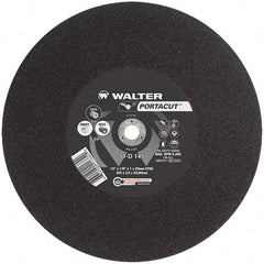 WALTER Surface Technologies - 14" 24 Grit Aluminum Oxide Cutoff Wheel - 1/8" Thick, 20mm Arbor, 5,400 Max RPM, Use with Electric & Gas Powered Saws - Exact Industrial Supply