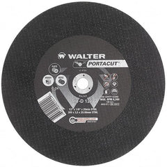 WALTER Surface Technologies - 12" 24 Grit Aluminum Oxide Cutoff Wheel - 1/8" Thick, 20mm Arbor, 6,300 Max RPM, Use with Electric & Gas Powered Saws - Exact Industrial Supply
