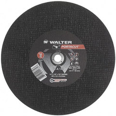 WALTER Surface Technologies - 14" 24 Grit Aluminum Oxide Cutoff Wheel - 1/8" Thick, 7/8" Arbor, 5,400 Max RPM, Use with Electric & Gas Powered Saws - Exact Industrial Supply