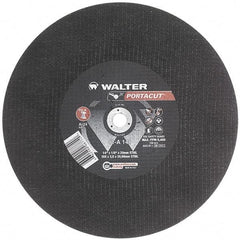 WALTER Surface Technologies - 14" 24 Grit Aluminum Oxide Cutoff Wheel - 1/8" Thick, 20mm Arbor, 5,400 Max RPM, Use with Electric & Gas Powered Saws - Exact Industrial Supply