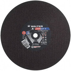 WALTER Surface Technologies - 16" 30 Grit Aluminum Oxide Cutoff Wheel - 7/64" Thick, 1" Arbor, 3,800 Max RPM, Use with Chop Saws - Exact Industrial Supply