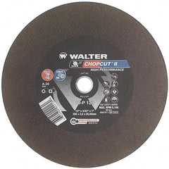 WALTER Surface Technologies - 12" 30 Grit Aluminum Oxide Cutoff Wheel - 3/32" Thick, 1" Arbor, 5,100 Max RPM, Use with Chop Saws - Exact Industrial Supply
