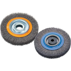 WALTER Surface Technologies - 6" OD, 1-1/4" Arbor Hole, Crimped Steel Wheel Brush - 7/8" Face Width, 0.0118" Filament Diam, 6,000 RPM - Exact Industrial Supply