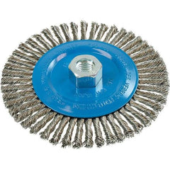 WALTER Surface Technologies - 6" OD, 5/8-11 Arbor Hole, Stringer Bead Stainless Steel Wheel Brush - 1/4" Face Width, 0.02" Filament Diam, 10,000 RPM - Exact Industrial Supply