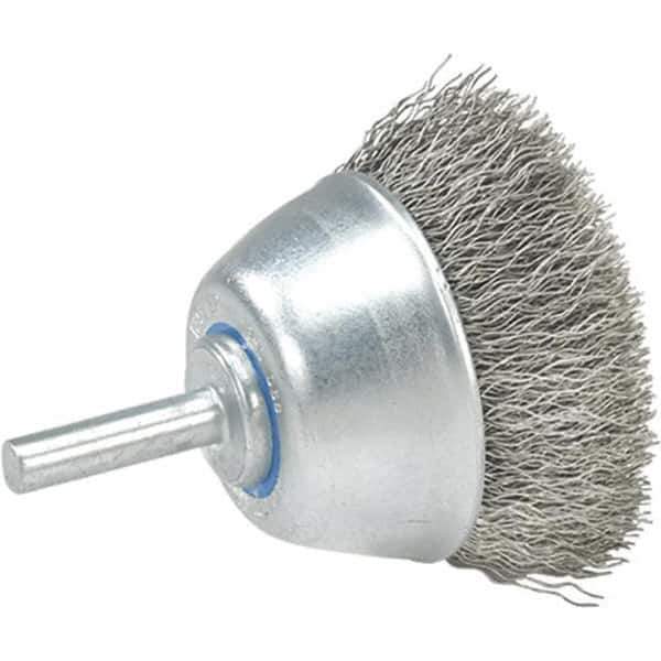 WALTER Surface Technologies - 1-1/2" Diam, 1/4" Shank Diam, Stainless Steel Fill Cup Brush - 0.0118 Wire Diam, 13,000 Max RPM - Exact Industrial Supply