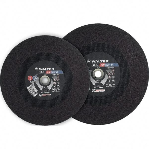 WALTER Surface Technologies - 20" 24 Grit Aluminum Oxide Cutoff Wheel - 3/16" Thick, 40mm Arbor, 3,000 Max RPM, Use with Stationary Tools - Exact Industrial Supply