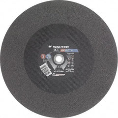 WALTER Surface Technologies - 20" 24 Grit Aluminum Oxide Cutoff Wheel - 3/16" Thick, 1" Arbor, 3,000 Max RPM, Use with Stationary Tools - Exact Industrial Supply