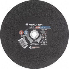 WALTER Surface Technologies - 14" 24 Grit Aluminum Oxide Cutoff Wheel - 1/8" Thick, 1" Arbor, 4,400 Max RPM, Use with Stationary Tools - Exact Industrial Supply
