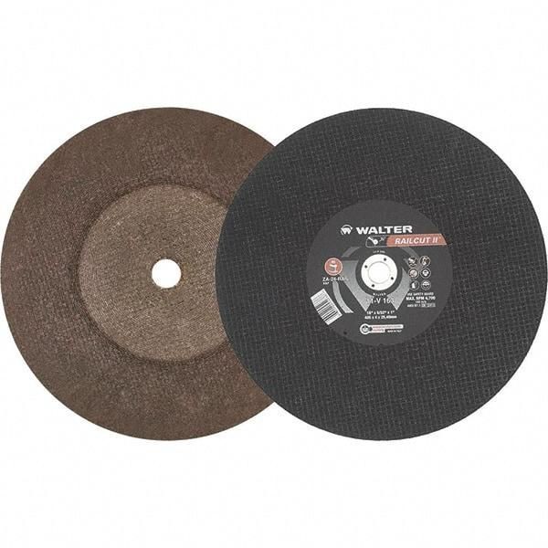 WALTER Surface Technologies - 16" 24 Grit Aluminum Oxide Cutoff Wheel - 5/32" Thick, 1" Arbor, 4,700 Max RPM, Use with Electric & Gas Powered Saws - Exact Industrial Supply
