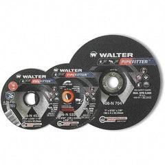WALTER Surface Technologies - 20 Grit, 7" Wheel Diam, 5/32" Wheel Thickness, Type 27 Depressed Center Wheel - Aluminum Oxide/Silicon Carbide Blend, Resinoid Bond, 8,600 Max RPM - Exact Industrial Supply