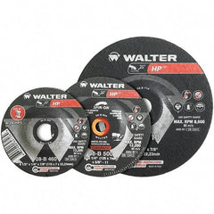 WALTER Surface Technologies - 24 Grit, 9" Wheel Diam, 1/4" Wheel Thickness, Type 28 Depressed Center Wheel - Aluminum Oxide, Resinoid Bond, 6,600 Max RPM - Exact Industrial Supply