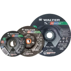 WALTER Surface Technologies - 3" Diam x 3/8" Hole, 36 Grit Surface Grinding Wheel - Aluminum Oxide/Silicon Carbide Blend, Resinoid Bond - Exact Industrial Supply