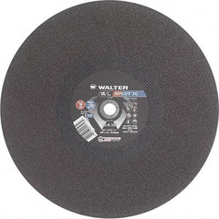 WALTER Surface Technologies - 20" 24 Grit Aluminum Oxide Cutoff Wheel - 3/16" Thick, 1" Arbor, 3,000 Max RPM, Use with Stationary Tools - Exact Industrial Supply