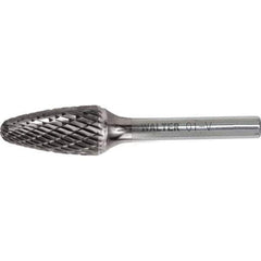 WALTER Surface Technologies - 1/2" Cut Diam, 1/4" Shank Diam, Tree Head Double Cut Burr - Carbide, 1" LOC - Exact Industrial Supply