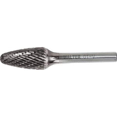 WALTER Surface Technologies - 1/2" Cut Diam, 1/4" Shank Diam, Tree Head Double Cut Burr - Carbide, 1" LOC - Exact Industrial Supply