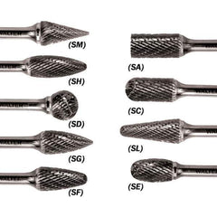 WALTER Surface Technologies - 5/16" Cut Diam, 1/4" Shank Diam, Flame Head Double Cut Burr - Carbide, 3/4" LOC - Exact Industrial Supply