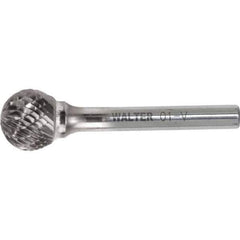 WALTER Surface Technologies - 1/2" Cut Diam, 1/4" Shank Diam, Cylinder Head Double Cut Burr - Carbide, 1" LOC, 7" OAL - Exact Industrial Supply