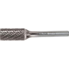 WALTER Surface Technologies - 1/4" Cut Diam, 1/4" Shank Diam, Cylinder Head Double Cut Burr - Carbide, 5/8" LOC - Exact Industrial Supply
