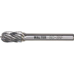 WALTER Surface Technologies - 5/16" Cut Diam, 1/4" Shank Diam, Cylinder Ball End Head Double Cut Burr - Carbide, 3/4" LOC - Exact Industrial Supply