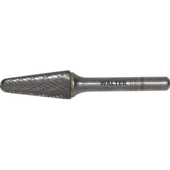 WALTER Surface Technologies - 3/8" Cut Diam, 1/4" Shank Diam, Cone Head Double Cut Burr - Carbide, 1-1/16" LOC - Exact Industrial Supply