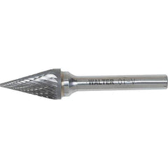 WALTER Surface Technologies - 1/4" Cut Diam, 1/4" Shank Diam, Cone Head Double Cut Burr - Carbide, 3/4" LOC - Exact Industrial Supply