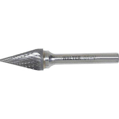 WALTER Surface Technologies - 1/8" Cut Diam, 1/8" Shank Diam, Cone Head Double Cut Burr - Carbide, 7/16" LOC - Exact Industrial Supply