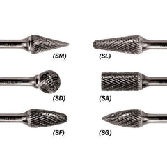 WALTER Surface Technologies - 1/8" Cut Diam, 1/8" Shank Diam, Cone Head Double Cut Burr - Carbide, 1/2" LOC - Exact Industrial Supply