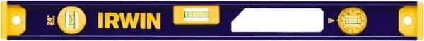 Irwin - 24" Long 3 Vial I-Beam Level - Aluminum, Blue/Yellow, 1 Plumb & 2 Level Vials - Exact Industrial Supply