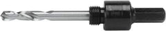 Irwin Blades - 9/16 to 1-3/16" Tool Diam Compatibility, Hex Shank, Steel Integral Pilot Drill, Hole Cutting Tool Arbor - 3/8" Min Chuck, Hex Shank Cross Section, Threaded Shank Attachment, For Hole Saws - Exact Industrial Supply