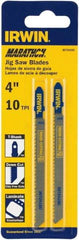 Irwin Blades - 4" Long x 0.059" Thick x 0.283" Wide, 10 Teeth per Inch, Carbon Steel Jig Saw Blade - Toothed Edge, T-Shank, Fleam Ground Tooth Set - Exact Industrial Supply