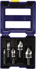 Irwin - 5 Piece, 1/4 to 3/4" Head Diam, 82° Included Angle, Single End Countersink Set - Exact Industrial Supply