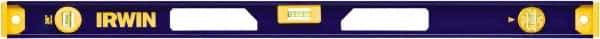 Irwin - 36" Long 3 Vial I-Beam Level - Aluminum, Blue/Yellow, 1 Plumb & 2 Level Vials - Exact Industrial Supply