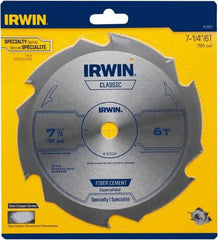 Irwin Blades - 7-1/4" Diam, 5/8" Arbor Hole Diam, 6 Tooth Wet & Dry Cut Saw Blade - Diamond-Tipped, Smooth Action, Diamond Arbor - Exact Industrial Supply