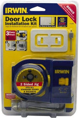 Irwin Blades - 7 Piece, 2-3/8" to 2-3/4" Saw Diam, Door-Lock Installation Hole Saw Kit - Bi-Metal, Includes 2 Hole Saws - Exact Industrial Supply