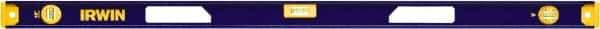 Irwin - Magnetic 48" Long 3 Vial I-Beam Level - Aluminum, Blue/Yellow, 1 Plumb & 2 Level Vials - Exact Industrial Supply